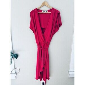 Vicky Tiel Womens Midi Wrap Dress Size 1X Pink Plus Wedding Cocktail Party